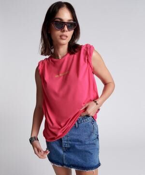 ONE TEASPOON Pink Glo One Teaspoon Logo Organic Unisex Tee Shirt NWT Size XS